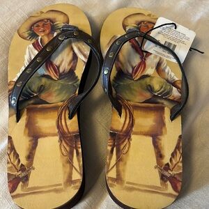 Bareback Kickers flip flop sandals Montana silversmith sz 8/9 Retro Cowgirl
